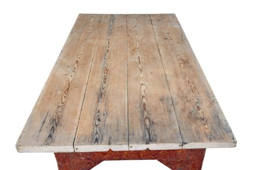 MID 19TH CENTURY RUSTIC PAINTED PINE KITCHEN TABLE - ADDITIONAL PHOTO 8