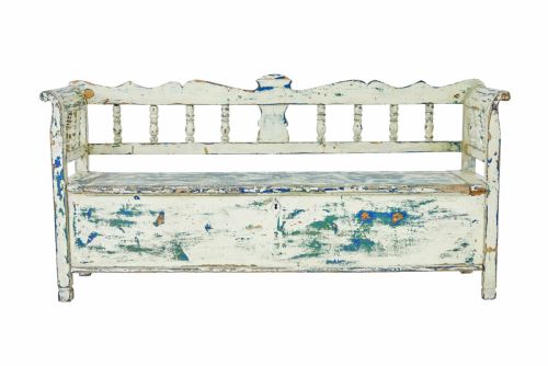 LARGE SWEDISH 19TH CENTURY PAINTED PINE BENCH - ADDITIONAL PHOTO 1