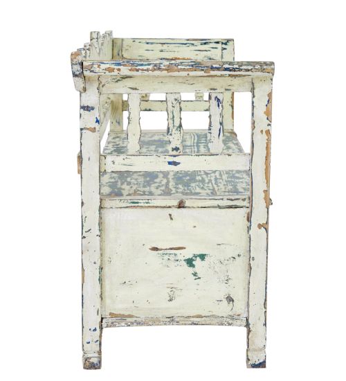 LARGE SWEDISH 19TH CENTURY PAINTED PINE BENCH - ADDITIONAL PHOTO 4