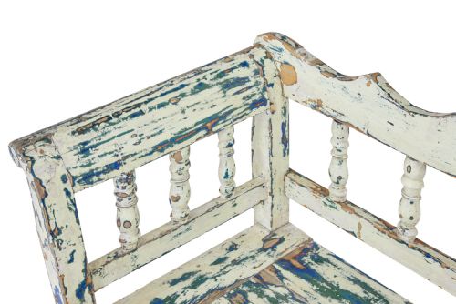 LARGE SWEDISH 19TH CENTURY PAINTED PINE BENCH - ADDITIONAL PHOTO 9