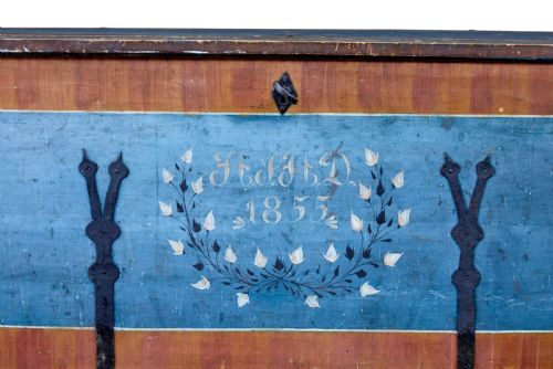 MID 19TH CENTURY TRADITIONAL SWEDISH PAINTED COFFER - ADDITIONAL PHOTO 5