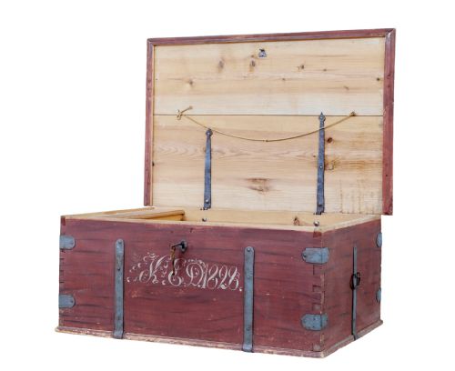 EARLY 19TH CENTURY PAINTED PINE BLANKET BOX - ADDITIONAL PHOTO 1