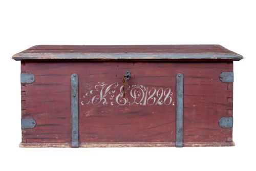 EARLY 19TH CENTURY PAINTED PINE BLANKET BOX - ADDITIONAL PHOTO 2