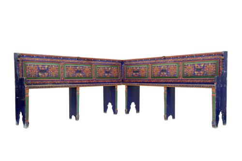 19th Century Hand Painted Folk Art Corner Seat