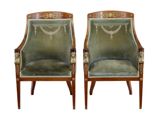 SWEDISH EMPIRE REVIVAL MAHOGANY 3 PIECE LOUNGE SUITE - ADDITIONAL PHOTO 1