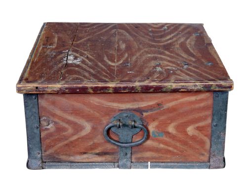 SCANDINAVIAN HAND PAINTED 19TH CENTURY PINE STRONG BOX - ADDITIONAL PHOTO 3