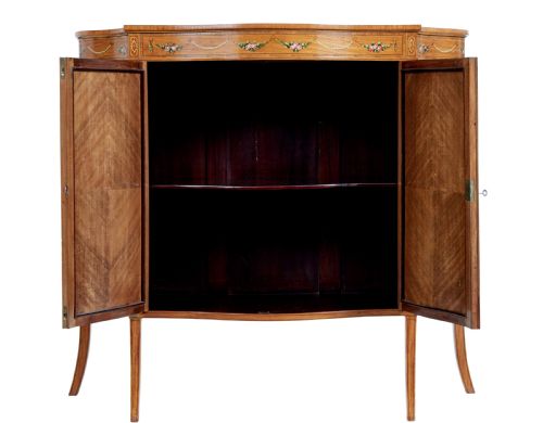 LATE 19TH CENTURY SHERATON REVIVAL SATINWOOD INLAID AND PAINTED CABINET - ADDITIONAL PHOTO 1