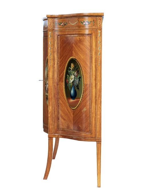 LATE 19TH CENTURY SHERATON REVIVAL SATINWOOD INLAID AND PAINTED CABINET - ADDITIONAL PHOTO 2