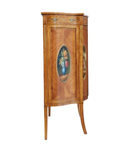 LATE 19TH CENTURY SHERATON REVIVAL SATINWOOD INLAID AND PAINTED CABINET - ADDITIONAL PHOTO 3