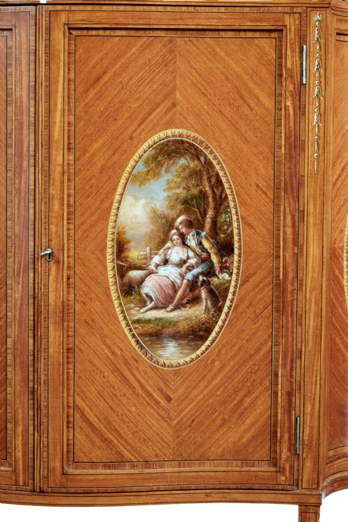 LATE 19TH CENTURY SHERATON REVIVAL SATINWOOD INLAID AND PAINTED CABINET - ADDITIONAL PHOTO 7
