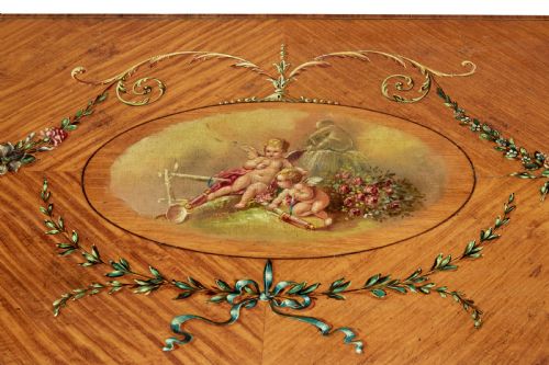 LATE 19TH CENTURY SHERATON REVIVAL SATINWOOD INLAID AND PAINTED CABINET - ADDITIONAL PHOTO 10