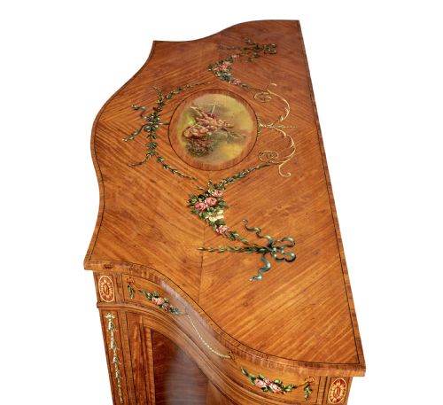 LATE 19TH CENTURY SHERATON REVIVAL SATINWOOD INLAID AND PAINTED CABINET - ADDITIONAL PHOTO 11