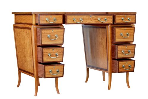 EARLY 20TH CENTURY SATINWOOD SHERATON REVIVAL DESK - ADDITIONAL PHOTO 1