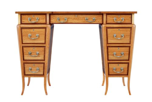 EARLY 20TH CENTURY SATINWOOD SHERATON REVIVAL DESK - ADDITIONAL PHOTO 2