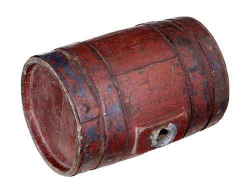 19TH CENTURY SCANDINAVIAN PAINTED OAK BARREL - ADDITIONAL PHOTO 1
