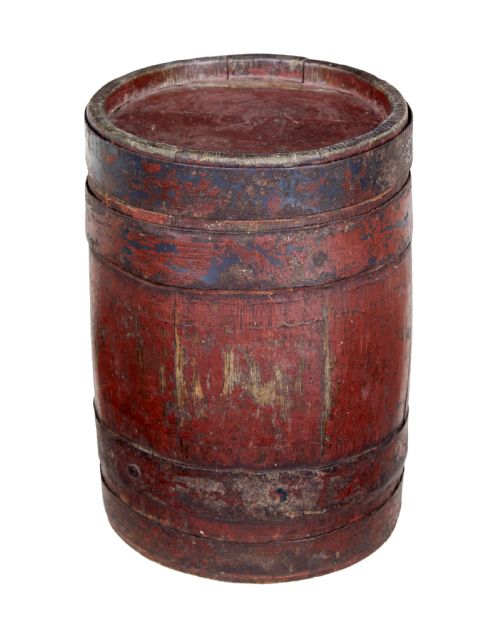 19TH CENTURY SCANDINAVIAN PAINTED OAK BARREL - ADDITIONAL PHOTO 3