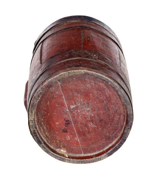 19TH CENTURY SCANDINAVIAN PAINTED OAK BARREL - ADDITIONAL PHOTO 4