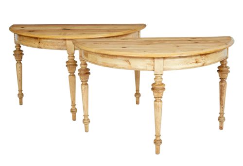 PAIR OF SWEDISH 19TH CENTURY PINE DEMI LUNE OCCASIONAL TABLES - ADDITIONAL PHOTO 4