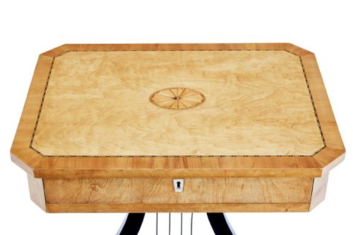19TH CENTURY INLAID BIRCH LYRE FORM OCCASIONAL TABLE - ADDITIONAL PHOTO 1