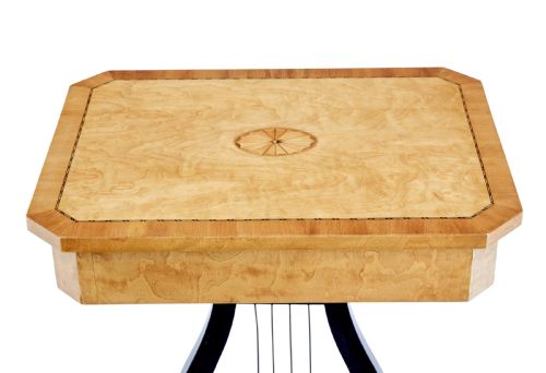 19TH CENTURY INLAID BIRCH LYRE FORM OCCASIONAL TABLE - ADDITIONAL PHOTO 3