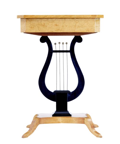19TH CENTURY INLAID BIRCH LYRE FORM OCCASIONAL TABLE - ADDITIONAL PHOTO 7
