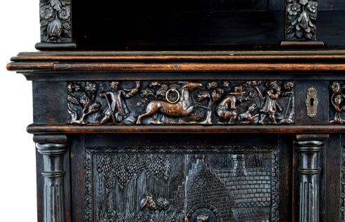 LARGE 19TH CENTURY FLEMISH CARVED OAK CABINET - ADDITIONAL PHOTO 5