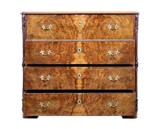 19TH CENTURY BURR WALNUT SECRETAIRE CHEST OF DRAWERS - ADDITIONAL PHOTO 1