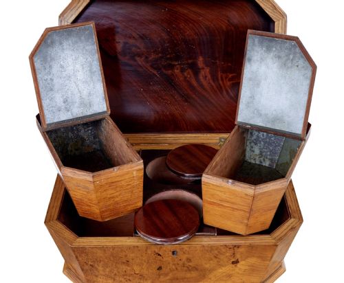 19TH CENTURY SWEDISH BURR ELM TEAPOY - ADDITIONAL PHOTO 3