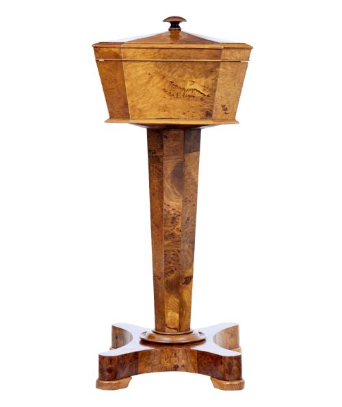 19TH CENTURY SWEDISH BURR ELM TEAPOY - ADDITIONAL PHOTO 5