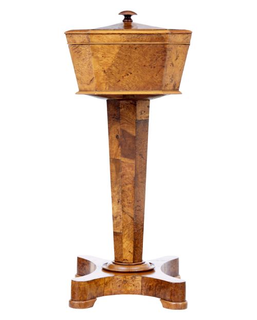 19TH CENTURY SWEDISH BURR ELM TEAPOY - ADDITIONAL PHOTO 6