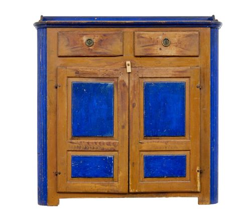 19TH CENTURY SWEDISH PINE RAGWORK PAINTED KITCHEN CUPBOARD - ADDITIONAL PHOTO 1