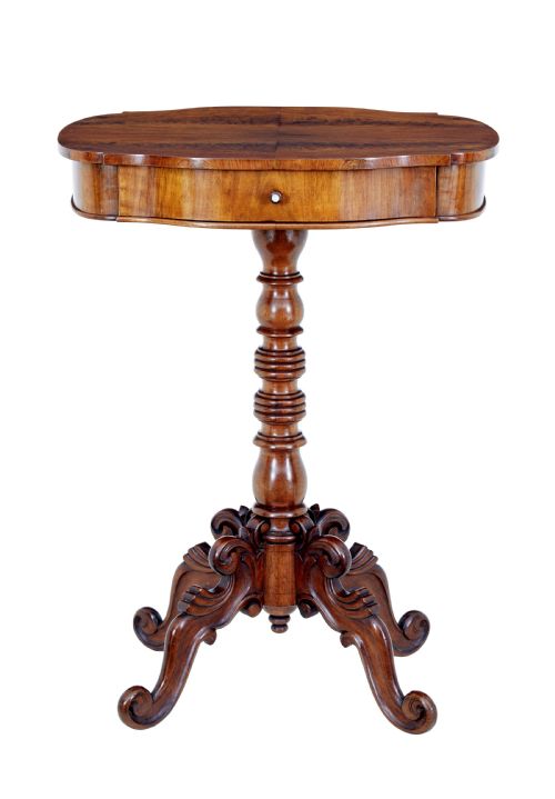 19TH CENTURY CARVED FLAME MAHOGANY SIDE TABLE