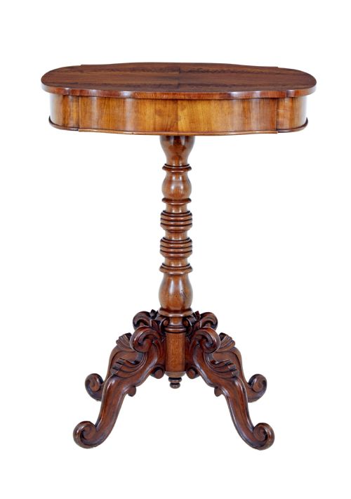 19TH CENTURY CARVED FLAME MAHOGANY SIDE TABLE - ADDITIONAL PHOTO 2
