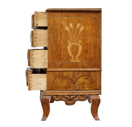 EARLY 19TH CENTURY SWEDISH OAK INLAID CHEST OF DRAWERS - ADDITIONAL PHOTO 3