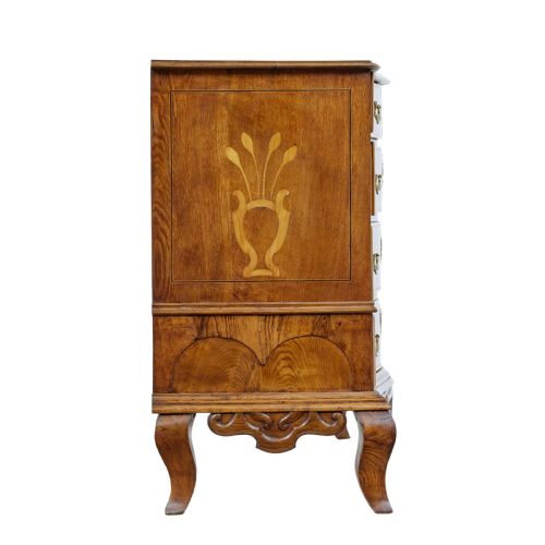 EARLY 19TH CENTURY SWEDISH OAK INLAID CHEST OF DRAWERS - ADDITIONAL PHOTO 5