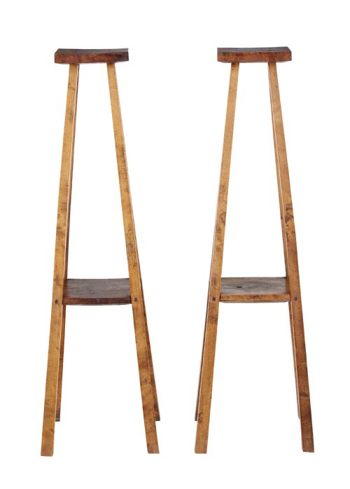 PAIR OF LATE 19TH CENTURY RUSTIC OAK PEDESTAL STANDS - ADDITIONAL PHOTO 1