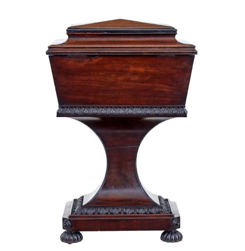 19TH CENTURY CARVED MAHOGANY TEAPOY STAMPED GILLOWS - ADDITIONAL PHOTO 3