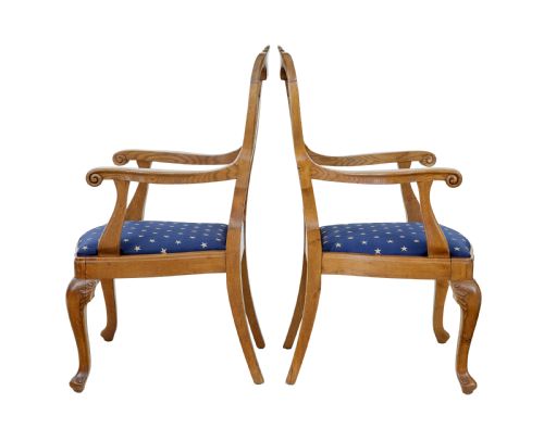 PAIR OF CARVED OAK 19TH CENTURY ARMCHAIRS - ADDITIONAL PHOTO 2