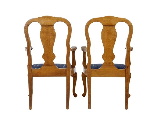 PAIR OF CARVED OAK 19TH CENTURY ARMCHAIRS - ADDITIONAL PHOTO 4
