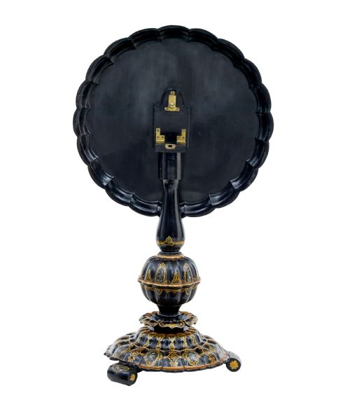 19TH CENTURY PAPIER MACHE AND PAINTED MOTHER OF PEARL INLAID TILTTOP TABLE - ADDITIONAL PHOTO 8