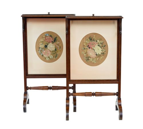 FINE PAIR OF REGENCY PALISANDER TAPESTRY FIRE SCREENS - ADDITIONAL PHOTO 2