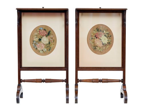 FINE PAIR OF REGENCY PALISANDER TAPESTRY FIRE SCREENS - ADDITIONAL PHOTO 3