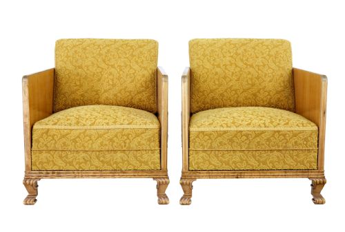 PAIR OF ART DECO ELM AND BIRCH LOUNGE ARMCHAIRS - ADDITIONAL PHOTO 6