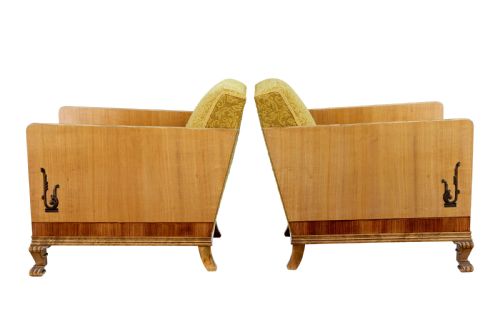PAIR OF ART DECO ELM AND BIRCH LOUNGE ARMCHAIRS - ADDITIONAL PHOTO 7