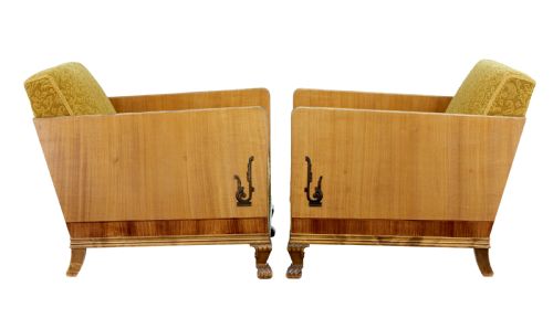 PAIR OF ART DECO ELM AND BIRCH LOUNGE ARMCHAIRS - ADDITIONAL PHOTO 8
