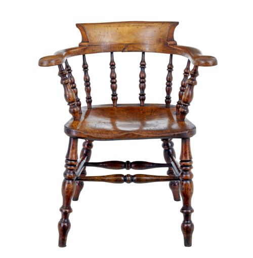 MID 19TH CENTURY ELM CAPTAINS ARMCHAIR - ADDITIONAL PHOTO 1
