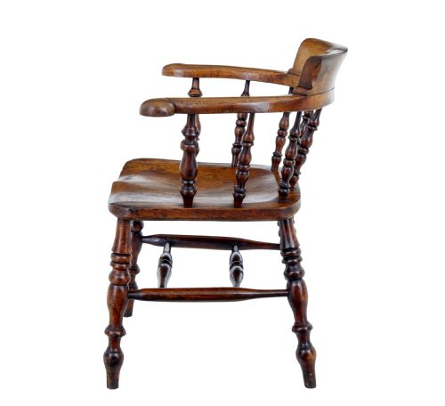 MID 19TH CENTURY ELM CAPTAINS ARMCHAIR - ADDITIONAL PHOTO 2