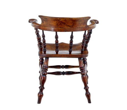 MID 19TH CENTURY ELM CAPTAINS ARMCHAIR - ADDITIONAL PHOTO 4