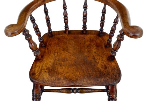 MID 19TH CENTURY ELM CAPTAINS ARMCHAIR - ADDITIONAL PHOTO 6