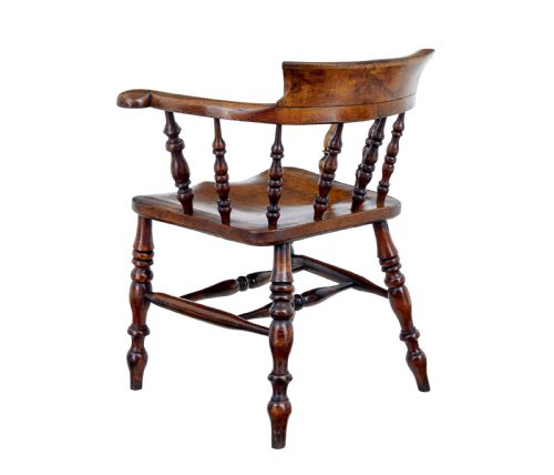 MID 19TH CENTURY ELM CAPTAINS ARMCHAIR - ADDITIONAL PHOTO 7